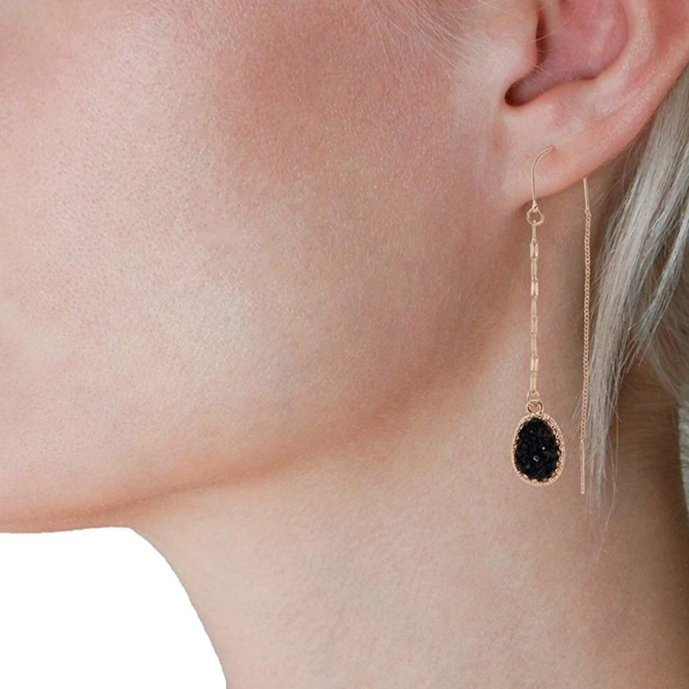 Chain Bar Threaders - Gold-Tone Drop Earrings - Picture 6 of 8